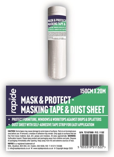 RAPIDE M&P Masking Tape & Dust Sheet 150cm x 20M