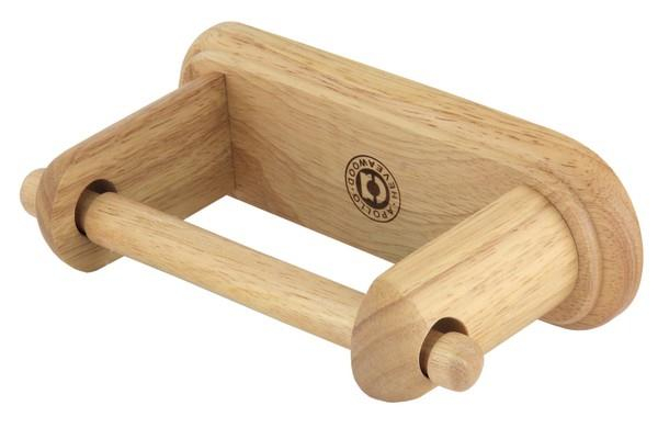 Toilet Roll Holder Wooden Bathroom Storage Compact Stylish Design Natural Finish