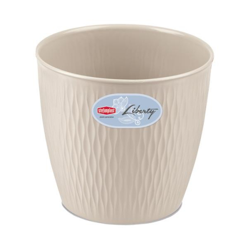 Liberty Pot 30cm Travertine White Elegant Plastic Pot Indoor Outdoor Use 14.2L