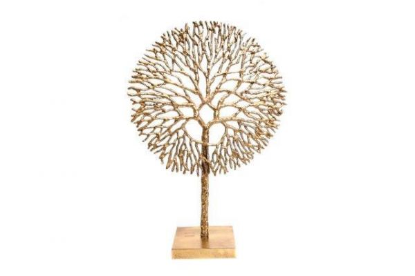 Large Gold Coloured Coral Ornament Metal With Stand Contemporary Home Sculptur51x36cm