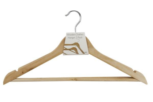 Wooden Clothes Hanger 45cm Pack of 2 Durable Space Saving Closet Organizer