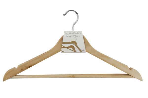 Wooden Clothes Hanger 45cm Pack of 2 Durable Space Saving Closet Organizer
