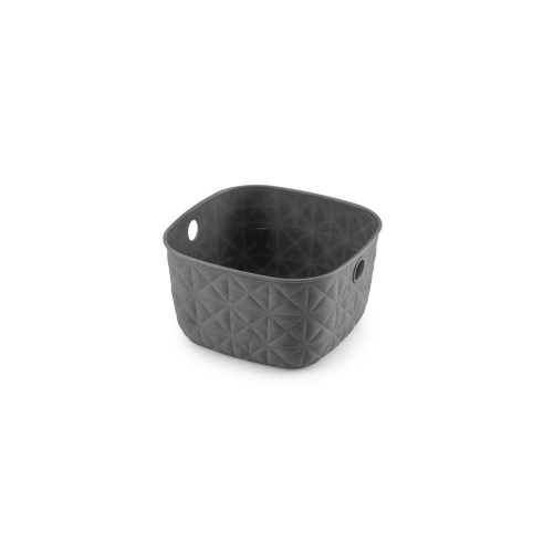 Softex Extra Small 3L Dark Grey Plastic Basket with Handles for Small Spaces