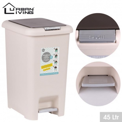 Large Plastic Pedal Bin 45L Cream