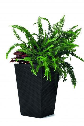Small Rattan Planter Anthracite Durable UV Resistant for Indoor and Outdoor Use