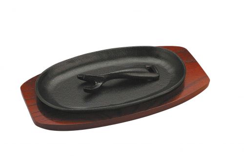 Cast Iron Sizzle Platter With Wooden Serving Board Sizzler Plate 9