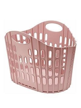 Addis Fold flat Pink laundry basket Plastic 38 litre light weight
