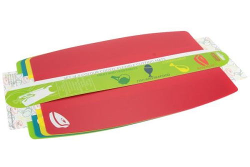 PP Flexi Cutting Board Set 4 Color Coded Mats for Kitchen Prep Indoor Use